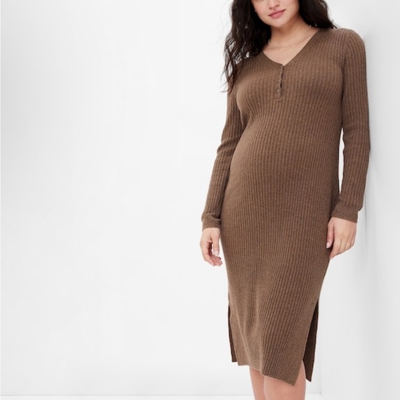 GAP MATERNITY Henley Midi Sweater Dress - Picture 1 of 12